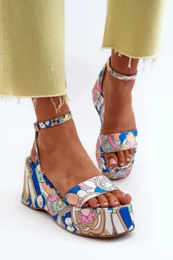 Sandały Na Koturnie>Boto Wzorzyste Sandały Na Platformie I Koturnie Multikolor Wiandia