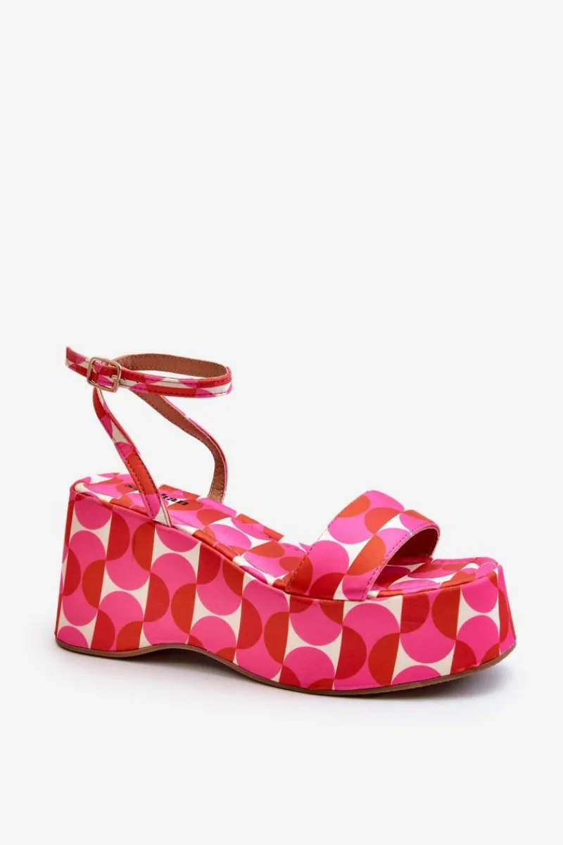Boto Wzorzyste Sandały Na Platformie I Koturnie Fuksja Wiandia