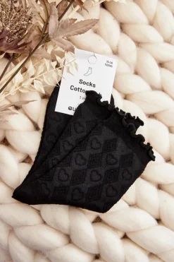 Skarpetki|Skarpetki>Aura.via Wzorzyste Skarpety Damskie Czarne Wzór 2