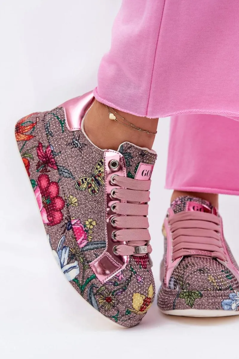 Sale Wzorzyste Sneakersy Na Platformie Ze Zdobieniem RR2N4002 Multikolor Damskie Sneakersy Damskie