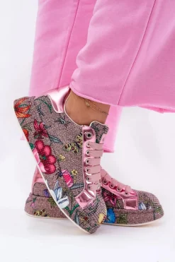 Sale Wzorzyste Sneakersy Na Platformie Ze Zdobieniem RR2N4002 Multikolor Damskie Sneakersy Damskie