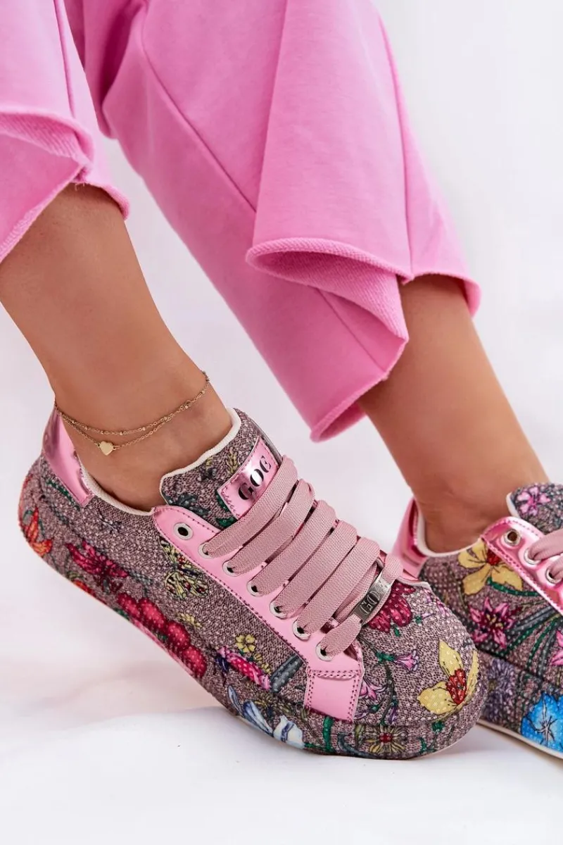 Sale Wzorzyste Sneakersy Na Platformie Ze Zdobieniem RR2N4002 Multikolor Damskie Sneakersy Damskie