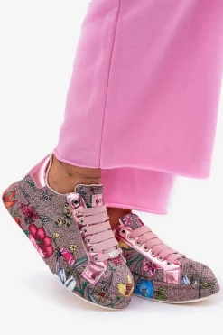 Sale Wzorzyste Sneakersy Na Platformie Ze Zdobieniem RR2N4002 Multikolor Damskie Sneakersy Damskie