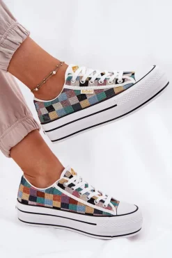 Online Lee Cooper Wzorzyste Trampki Damskie Na Platformie LCW-25-31-3441L Multikolor