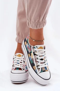 Online Lee Cooper Wzorzyste Trampki Damskie Na Platformie LCW-25-31-3441L Multikolor