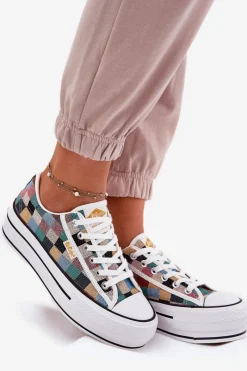 Online Lee Cooper Wzorzyste Trampki Damskie Na Platformie LCW-25-31-3441L Multikolor