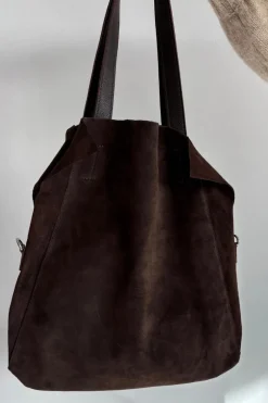 Torebki Klasyczne>Boto Zamszowa Torebka Shopper Czekoladowa Miraya Brązowy