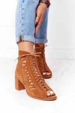 Online Maciejka Zamszowe Ażurowe Botki Rude 04040-29