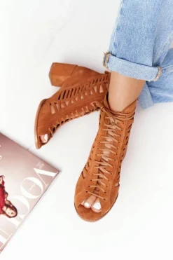 Online Maciejka Zamszowe Ażurowe Botki Rude 04040-29