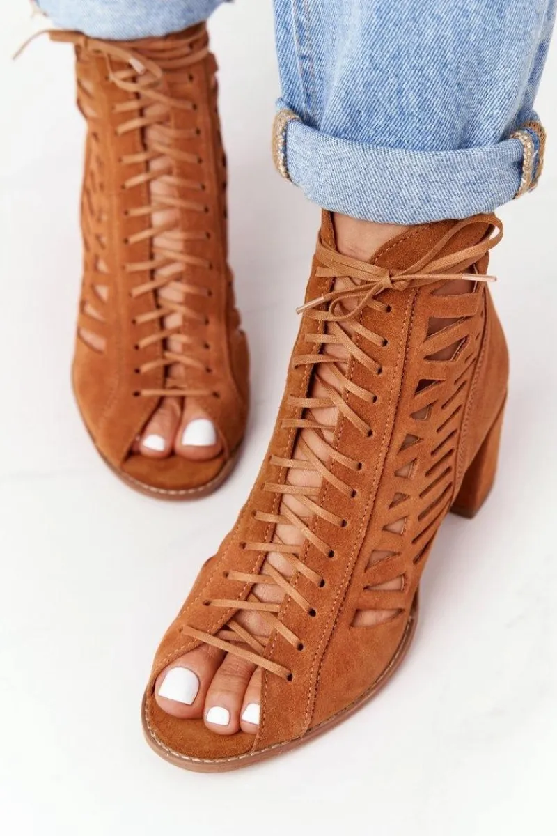 Online Maciejka Zamszowe Ażurowe Botki Rude 04040-29