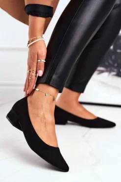 Baleriny Klasyczne>Boto Zamszowe Baleriny Na Obcasie Czarne Elivia