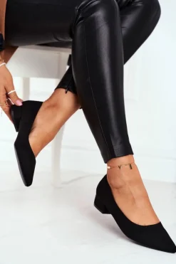 Baleriny Klasyczne>Boto Zamszowe Baleriny Na Obcasie Czarne Elivia