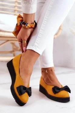 Outlet Maciejka Zamszowe Baleriny Na Platformie 05062-07 Żółte