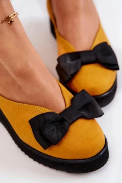 Outlet Maciejka Zamszowe Baleriny Na Platformie 05062-07 Żółte