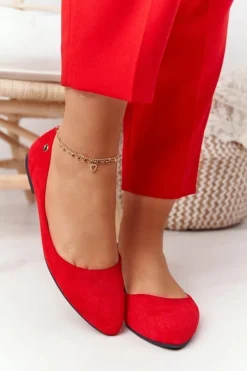 New Buty Sergio Leone Zamszowe Baleriny Sergio Leone BL622 Czerwone