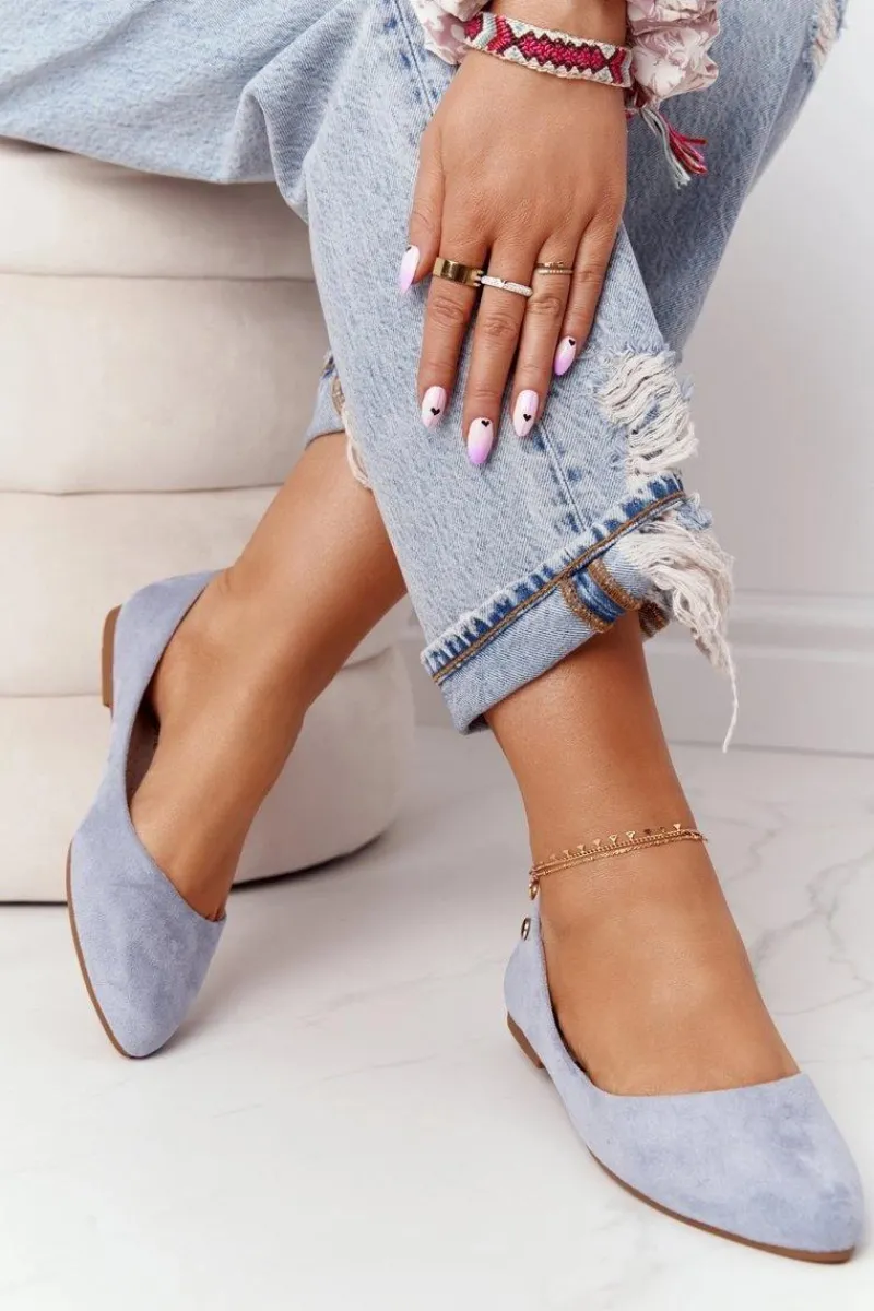 Baleriny Klasyczne>Buty Sergio Leone Zamszowe Baleriny Sergio Leone BL622 Niebieskie