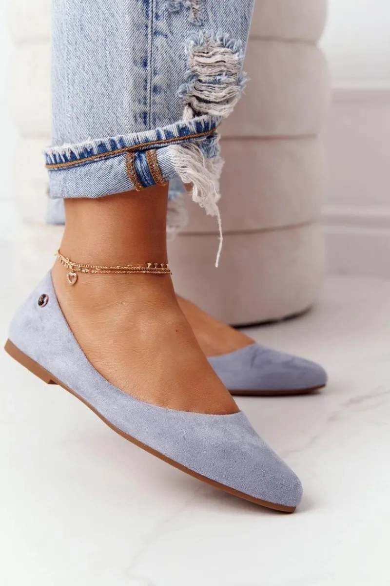 Baleriny Klasyczne>Buty Sergio Leone Zamszowe Baleriny Sergio Leone BL622 Niebieskie