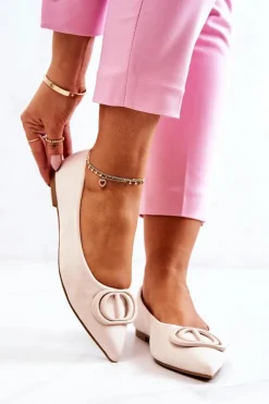 Online Boto Zamszowe Baleriny W Szpic Jasnobeżowe Neriso