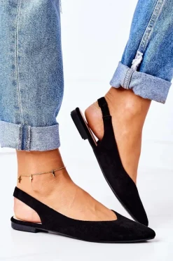 Baleriny Klasyczne>Boto Zamszowe Baleriny W Szpic Czarne Daisy