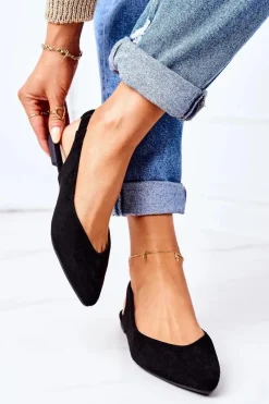 Baleriny Klasyczne>Boto Zamszowe Baleriny W Szpic Czarne Daisy