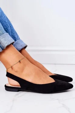 Baleriny Klasyczne></noscript>Boto Zamszowe Baleriny W Szpic Czarne Daisy