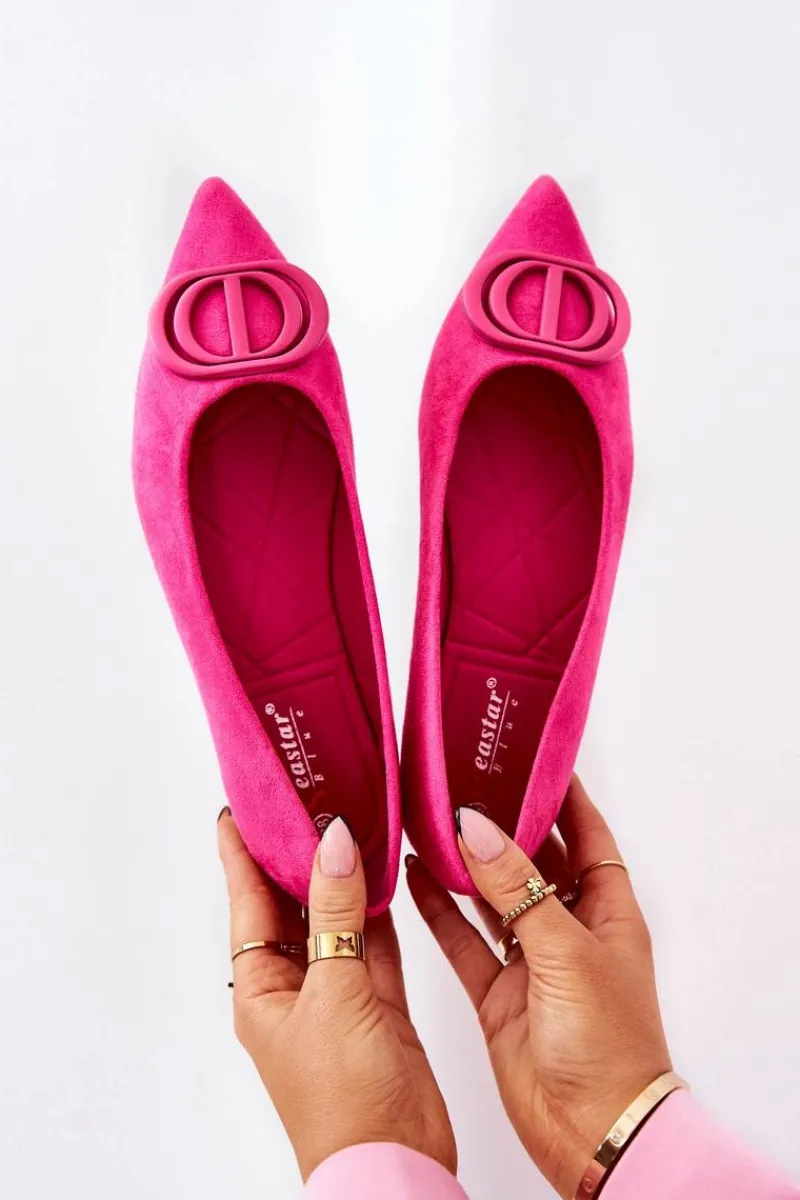 Baleriny Klasyczne>Boto Zamszowe Baleriny W Szpic Różowe Neriso