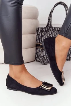 Sale Buty Sergio Leone Zamszowe Baleriny Z Klamrą Sergio Leone BL623 Czarne