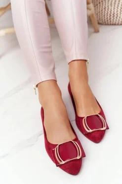 Baleriny Klasyczne>Buty Sergio Leone Zamszowe Baleriny Z Klamrą Sergio Leone BL623 Bordowe