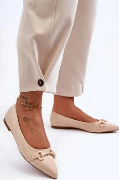 Sale Boto Zamszowe Baleriny Z Ozdobą Beżowe Noldaia