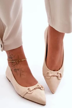 Sale Boto Zamszowe Baleriny Z Ozdobą Beżowe Noldaia