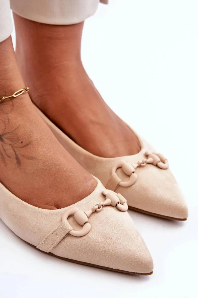 Sale Boto Zamszowe Baleriny Z Ozdobą Beżowe Noldaia