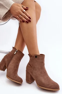 Botki Wiosenne|Botki Ocieplane>Evento Zamszowe Botki Damskie Na Słupku Brązowe Selela Brązowy