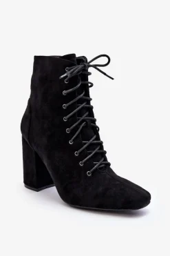 Clearance Boto Zamszowe Botki Damskie Na Słupku Czarne Saolio