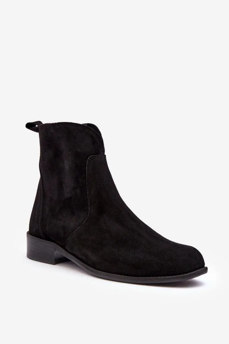 Online Boto Zamszowe Botki Damskie Na Suwak Czarne Nicole 2829 Czarny