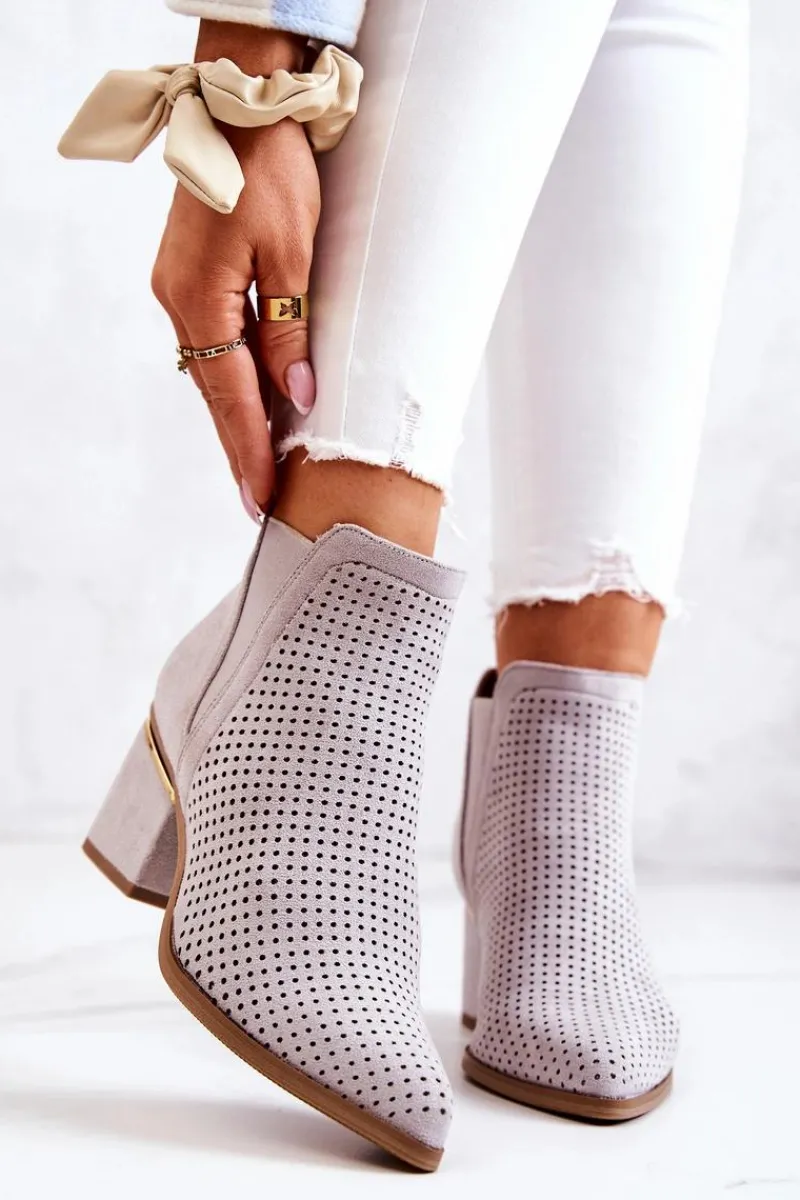 Botki Na Słupku|Czarne Botki>Boto Zamszowe Botki Kowbojki Ażurowe Szare Helloni