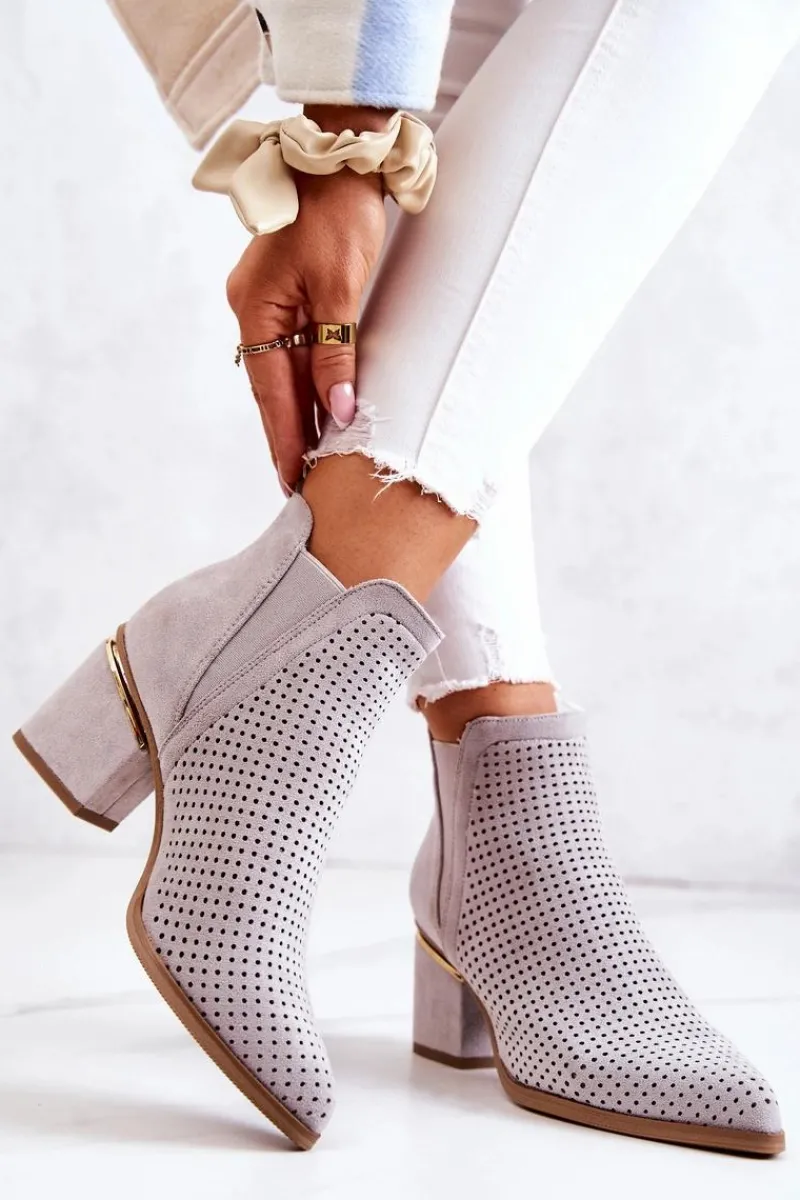 Botki Na Słupku|Czarne Botki>Boto Zamszowe Botki Kowbojki Ażurowe Szare Helloni