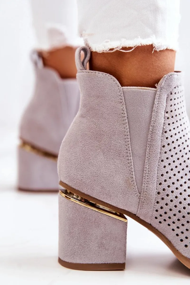 Botki Na Słupku|Czarne Botki>Boto Zamszowe Botki Kowbojki Ażurowe Szare Helloni