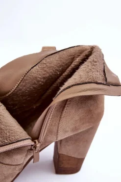 New Boto Zamszowe Botki Kowbojki Na Słupku Beżowe Tanner Beżowy