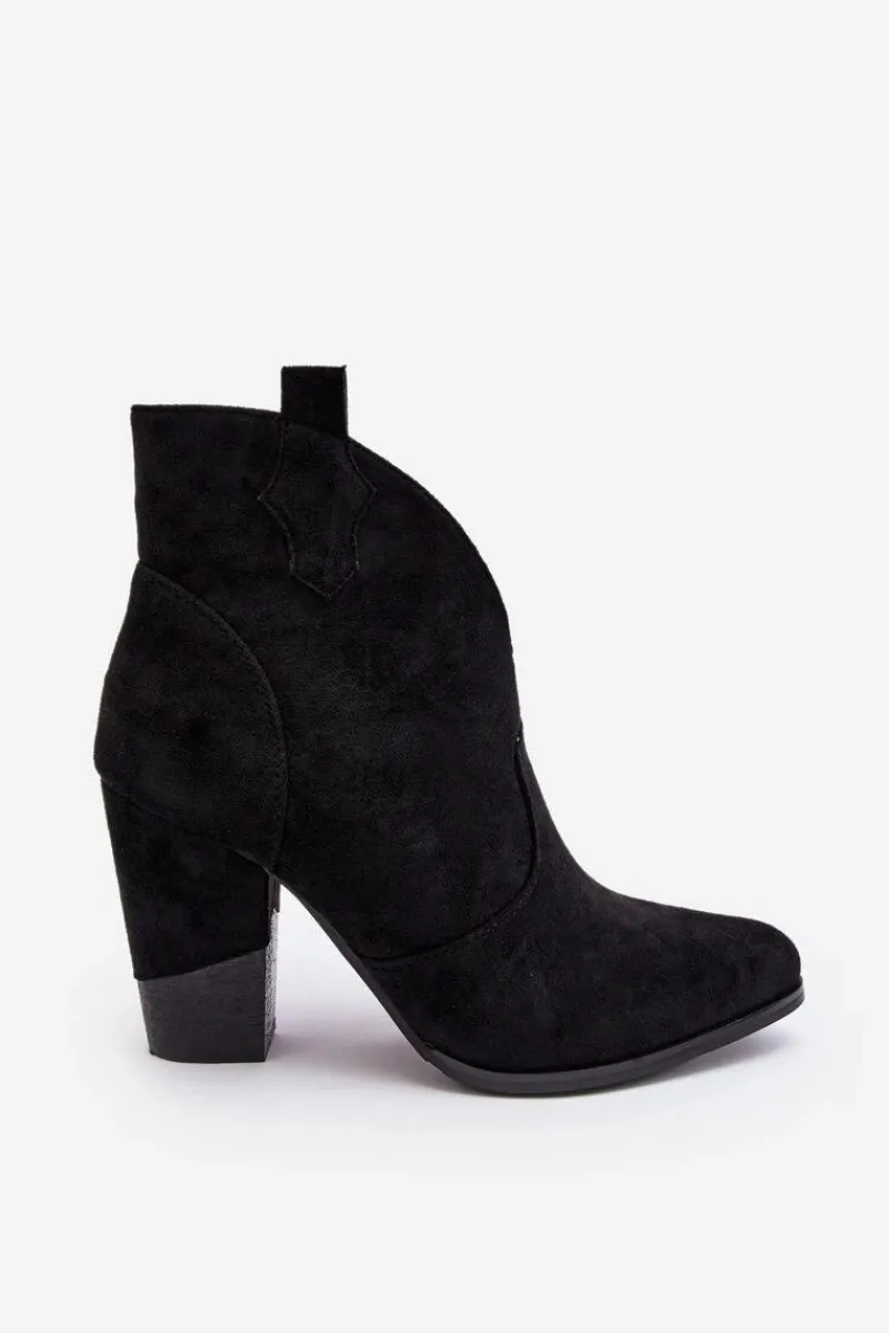 Botki Na Słupku|Czarne Botki>Boto Zamszowe Botki Kowbojki Na Słupku Czarne Tanner