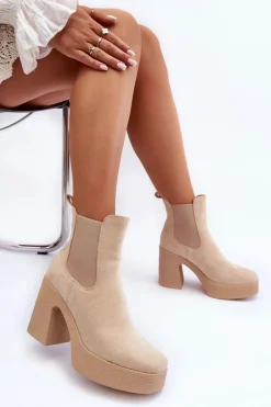 Botki Na Słupku|Brązowe I Beżowe Botki><noscript><img width=