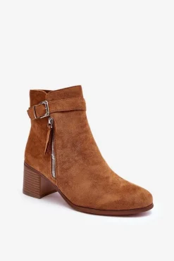 Brązowe I Beżowe Botki|Botki Na Obcasie><noscript><img width=