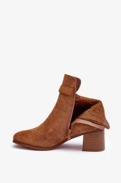 Brązowe I Beżowe Botki|Botki Na Obcasie><noscript><img width=