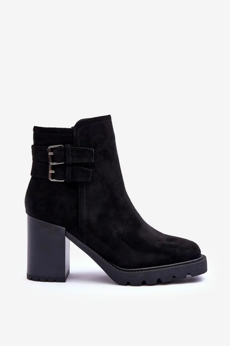 Botki Ocieplane|Botki Na Słupku>Boto Zamszowe Botki Na Obcasie Czarne Makeline Czarny