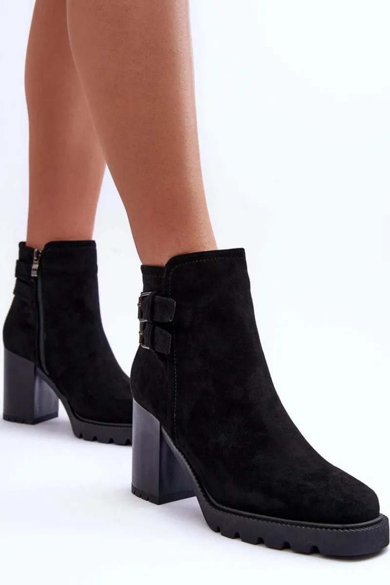 Botki Ocieplane|Botki Na Słupku>Boto Zamszowe Botki Na Obcasie Czarne Makeline Czarny