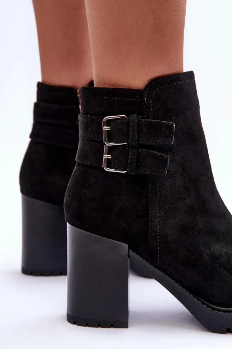 Botki Ocieplane|Botki Na Słupku>Boto Zamszowe Botki Na Obcasie Czarne Makeline Czarny