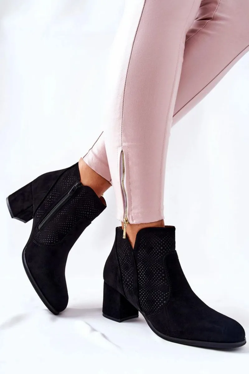 Botki Na Słupku|Czarne Botki>Evento Zamszowe Botki Na Obcasie Czarne Elisea