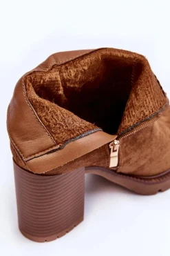 New Boto Zamszowe Botki Na Obcasie Brązowe Makeline Brązowy