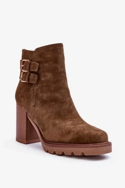 Sale Boto Zamszowe Botki Na Obcasie Oliwkowe Makeline