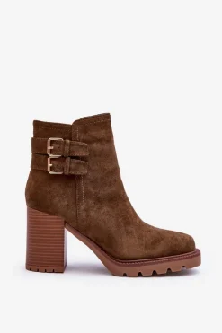 Sale Boto Zamszowe Botki Na Obcasie Oliwkowe Makeline