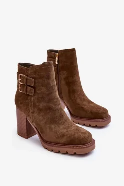 Sale Boto Zamszowe Botki Na Obcasie Oliwkowe Makeline